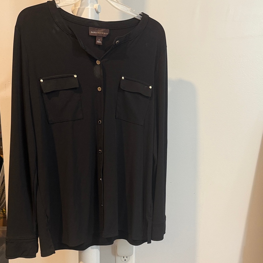 Dana Buchman Black Button Down Shirt